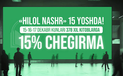 «Hilol Nashr»da chop etilgan 378 xil kitob 15 foiz chegirmada